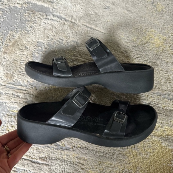 Birkenstock Tatami Black Strap buckle Slip On Sandals wedge size 7 - Picture 7 of 11